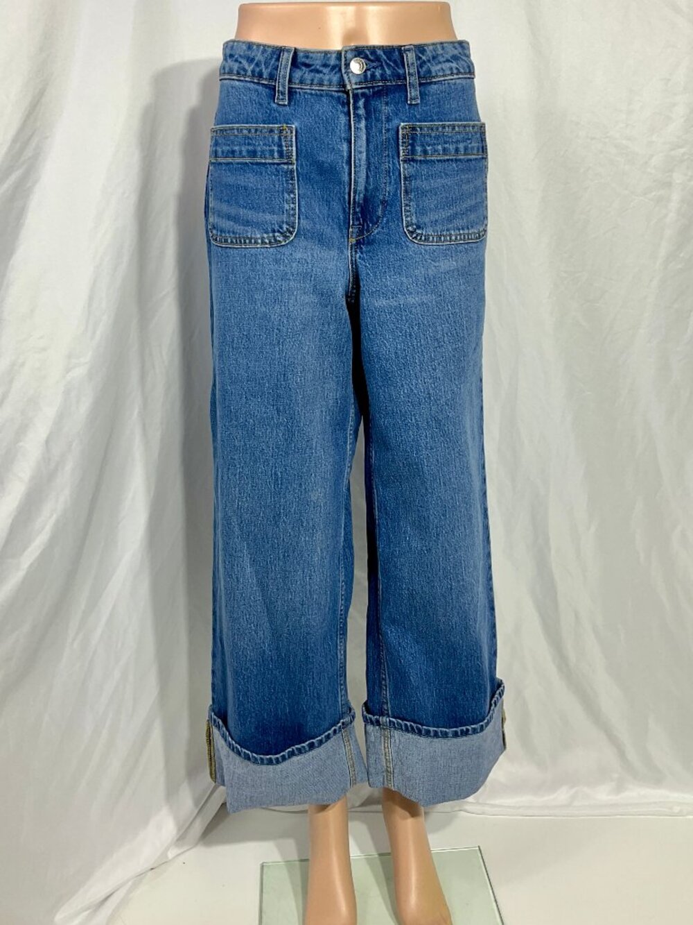 Free Assembly Size 4 Wide Leg Denim Jeans Womens - Picture 2 of 14